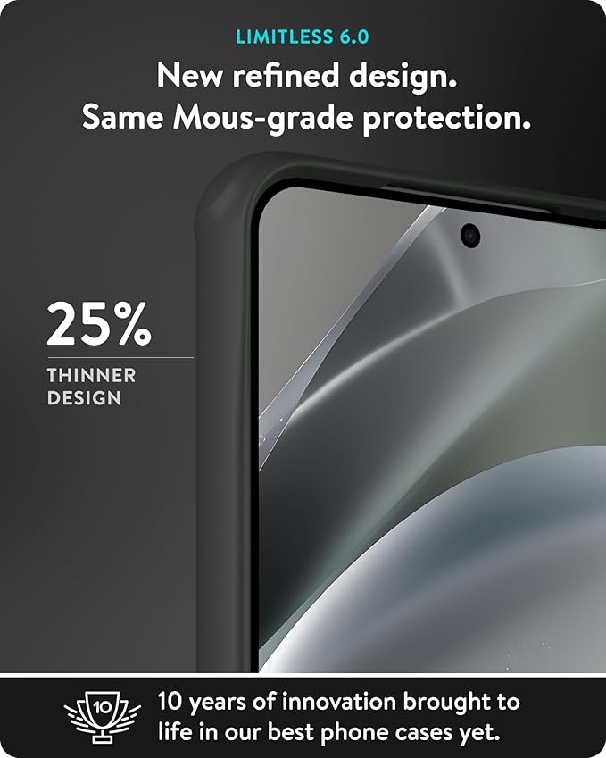 Mous Limitless 6.0 MagSafe Case – Galaxy S25 (6.2") – Black Leather | Slim & Shockproof