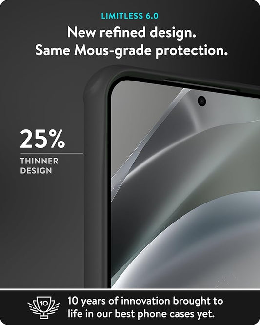 Mous Limitless 6.0 MagSafe Case – Galaxy S25 (6.2") – Black Leather | Slim & Shockproof
